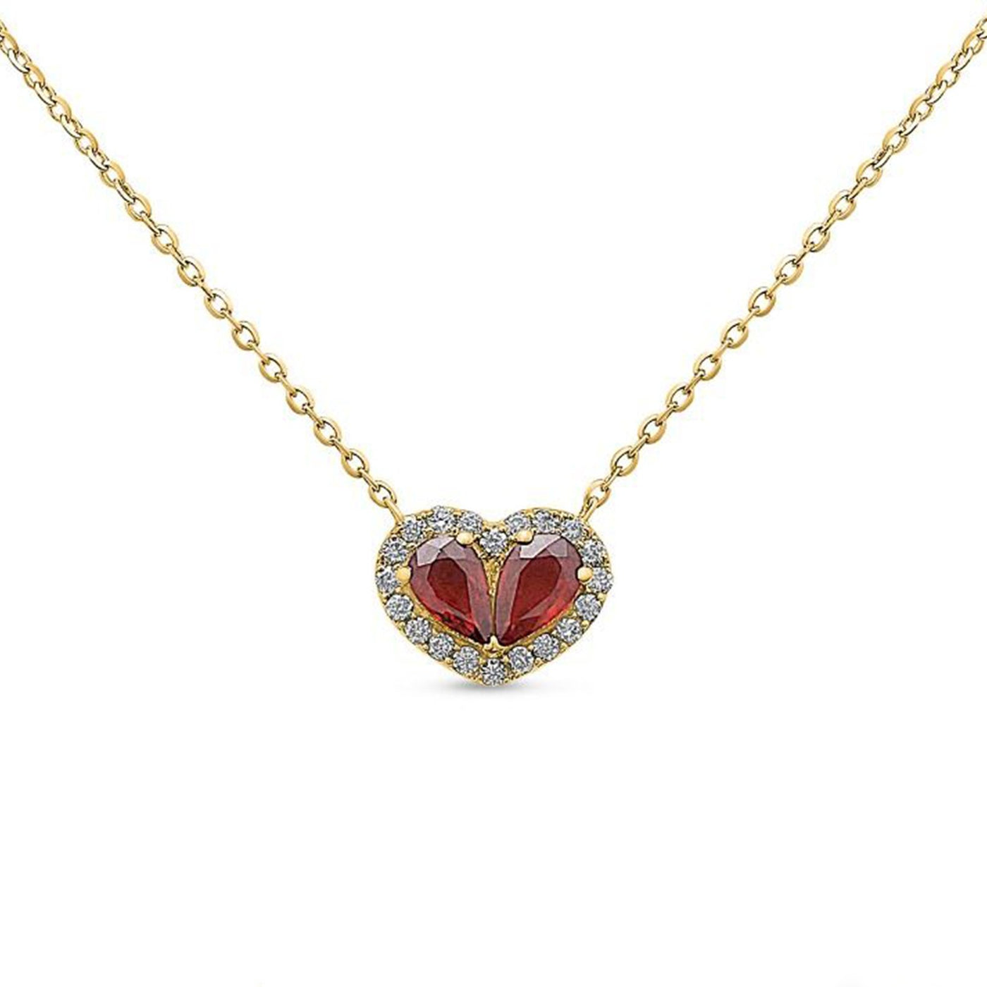 Ruby & Diamond Heart Necklace