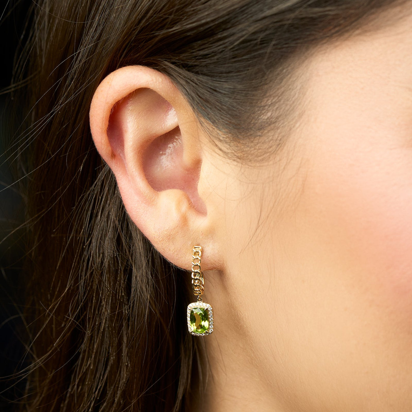 Peridot & Diamond Drop Earrings