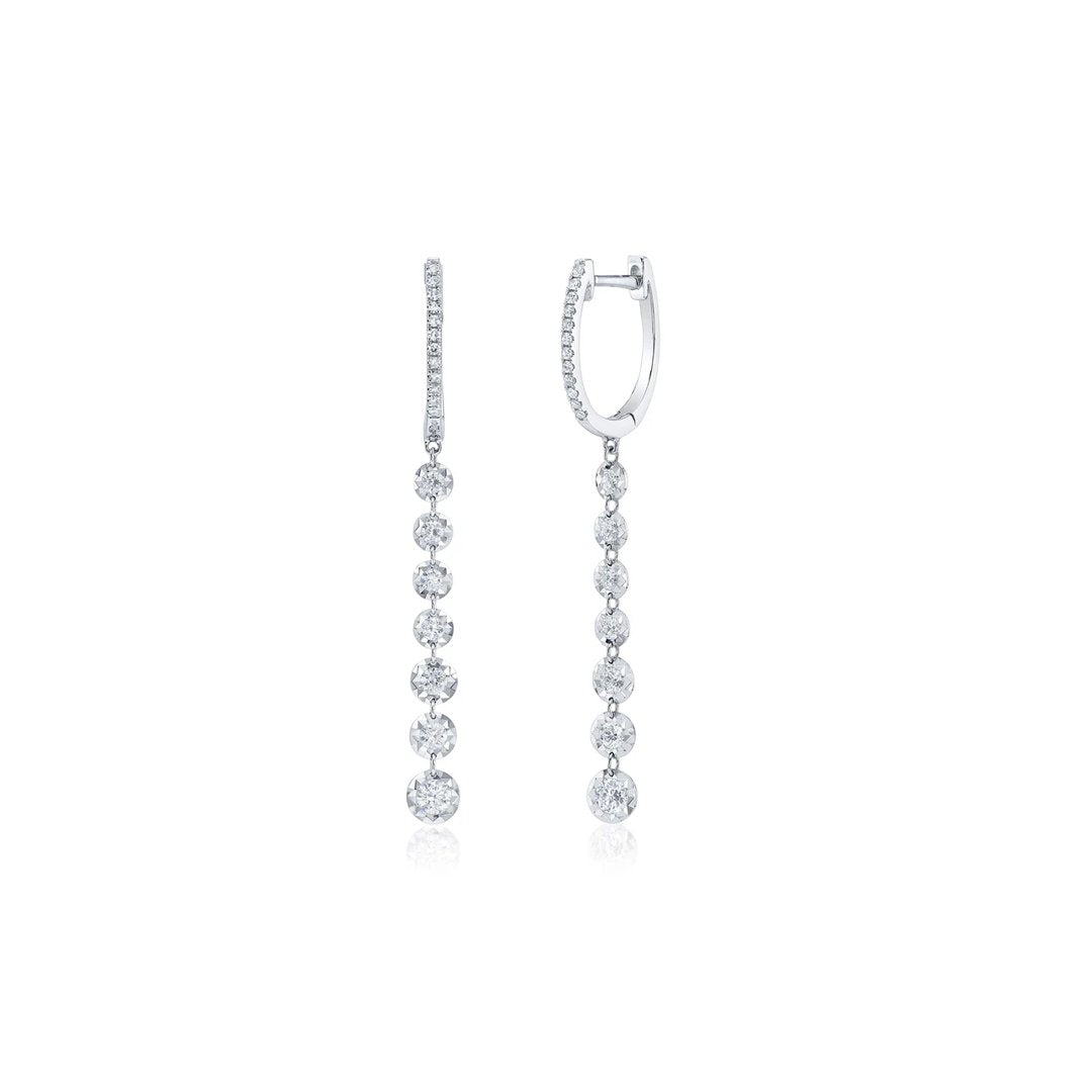 0.47 ctw Diamond Hoop Drop Earrings