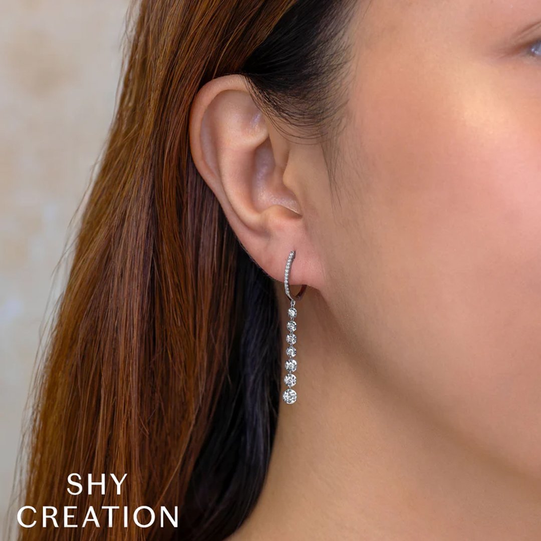 0.47 ctw Diamond Hoop Drop Earrings
