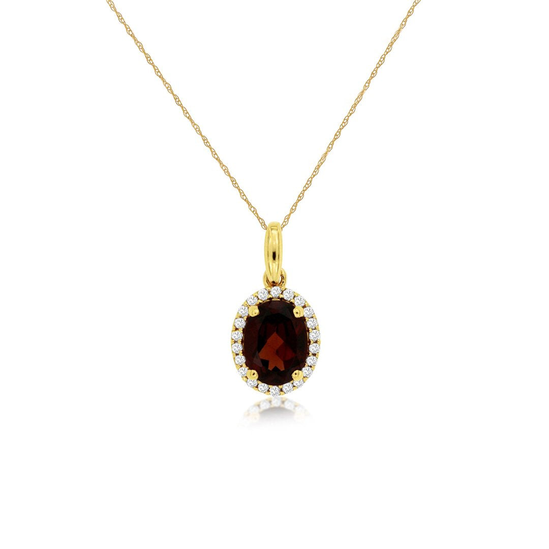Garnet & Diamond Pendant Necklace