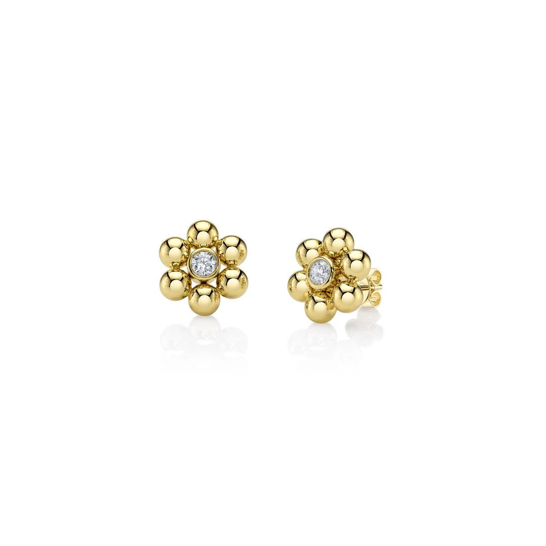 0.38ctw Diamond Flower Stud Earrings