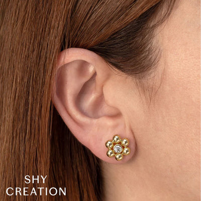0.38ctw Diamond Flower Stud Earrings