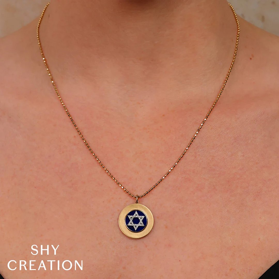 Lapis & Diamond Star of David Pendant Necklace