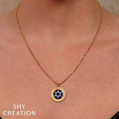 Lapis & Diamond Star of David Pendant Necklace