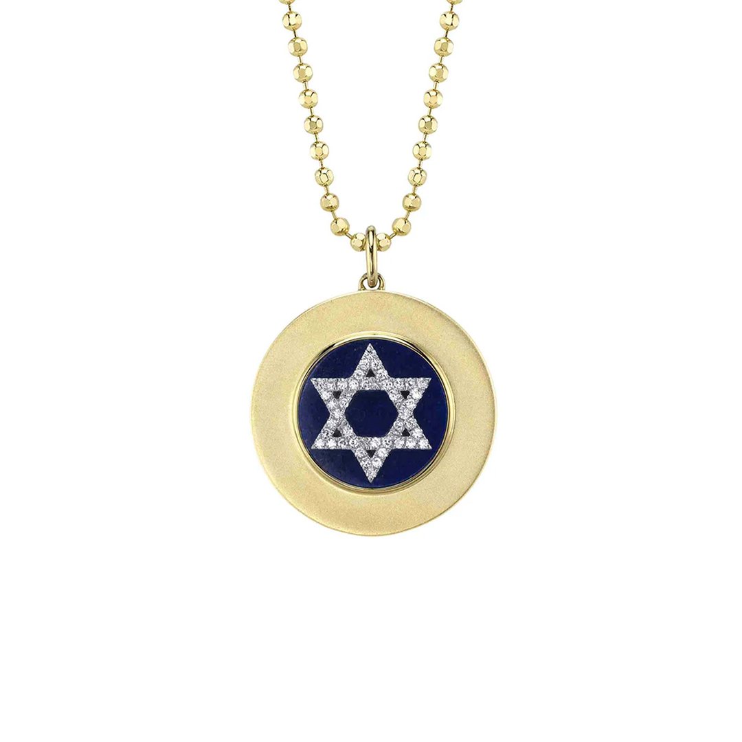 Lapis & Diamond Star of David Pendant Necklace