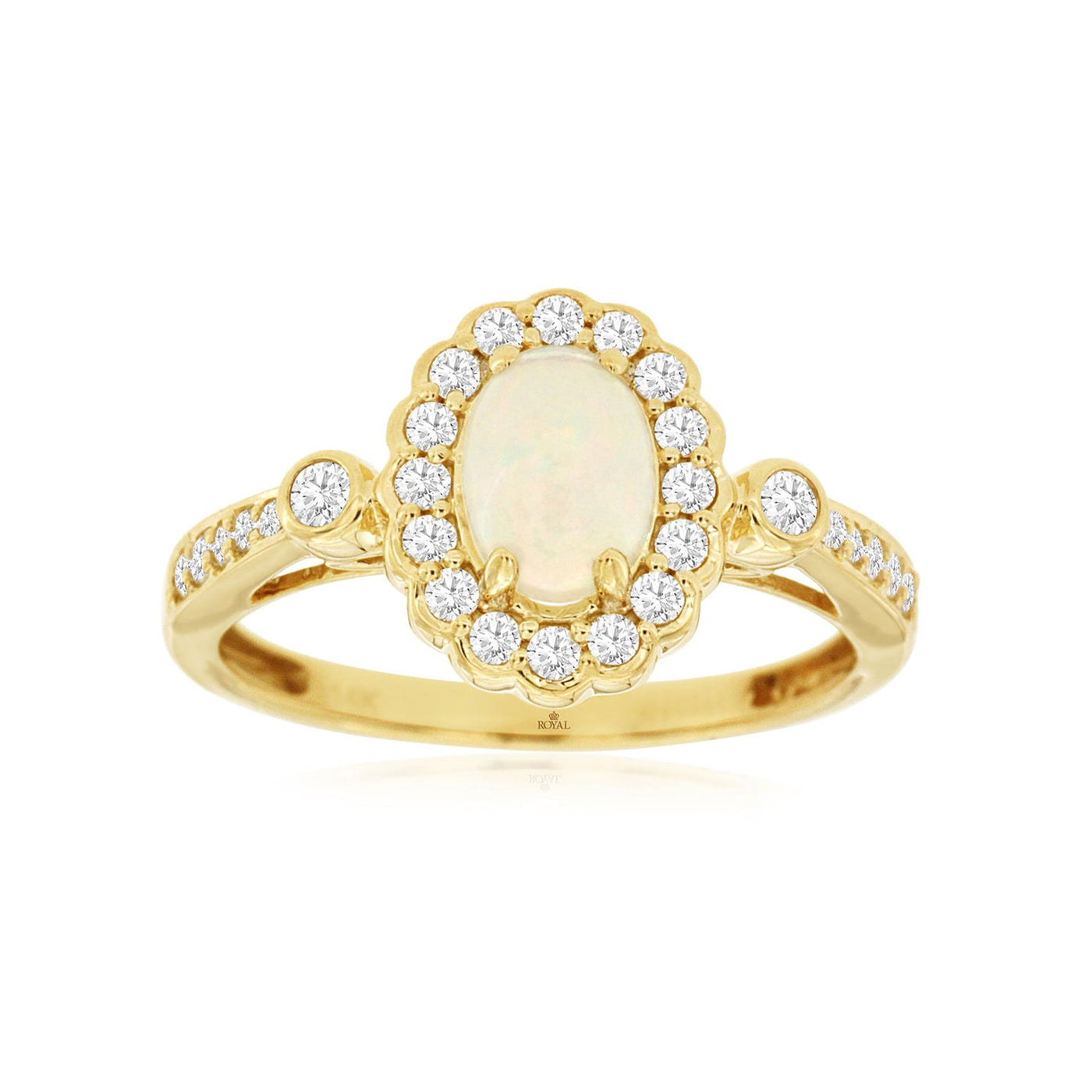 Opal & Diamond Halo Ring