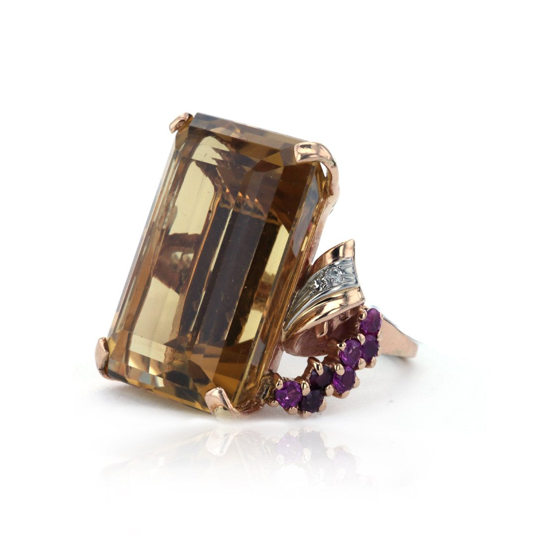 Citrine, Ruby & Diamond Cocktail Ring