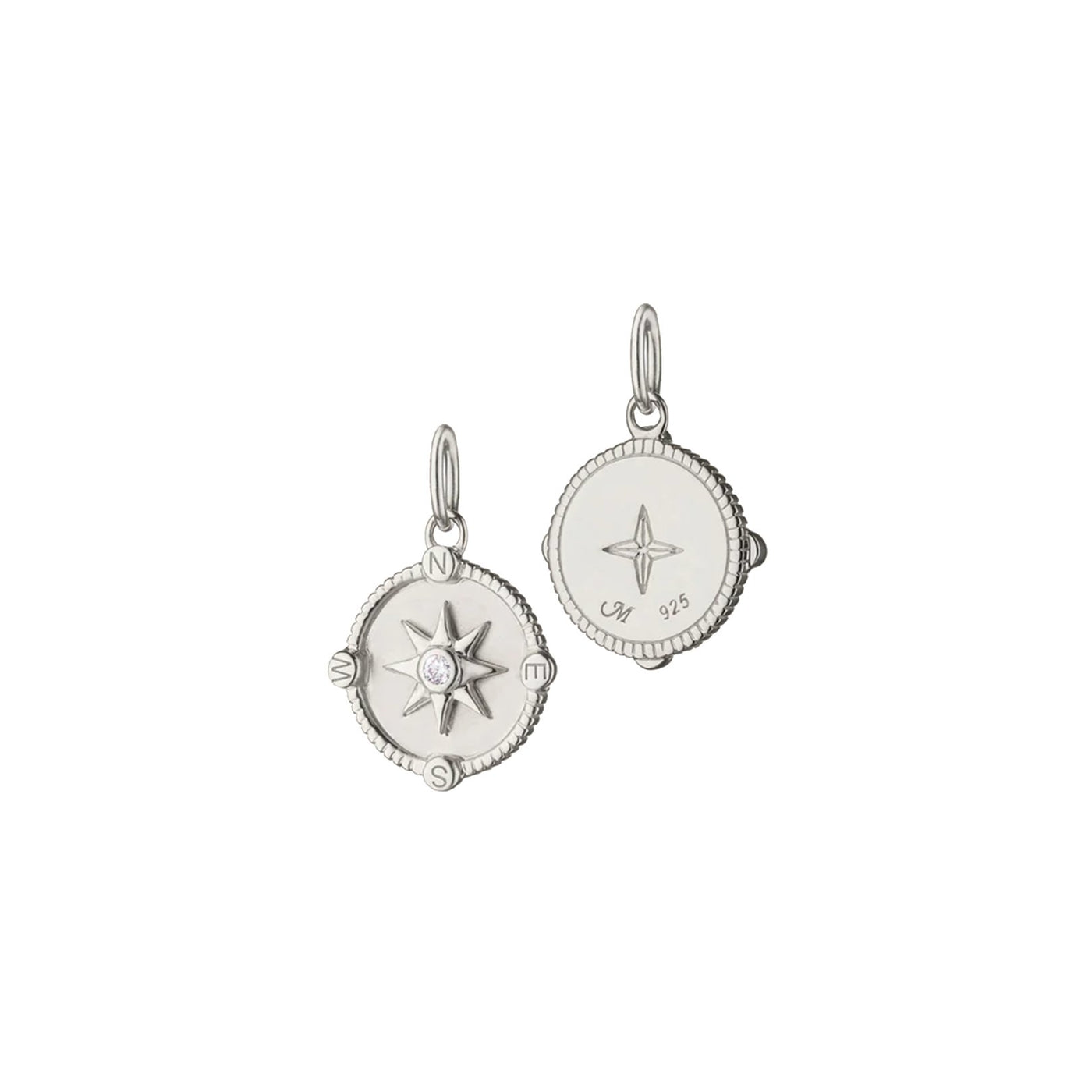 Sapphire Silver Miniature Compass Charm Pendant