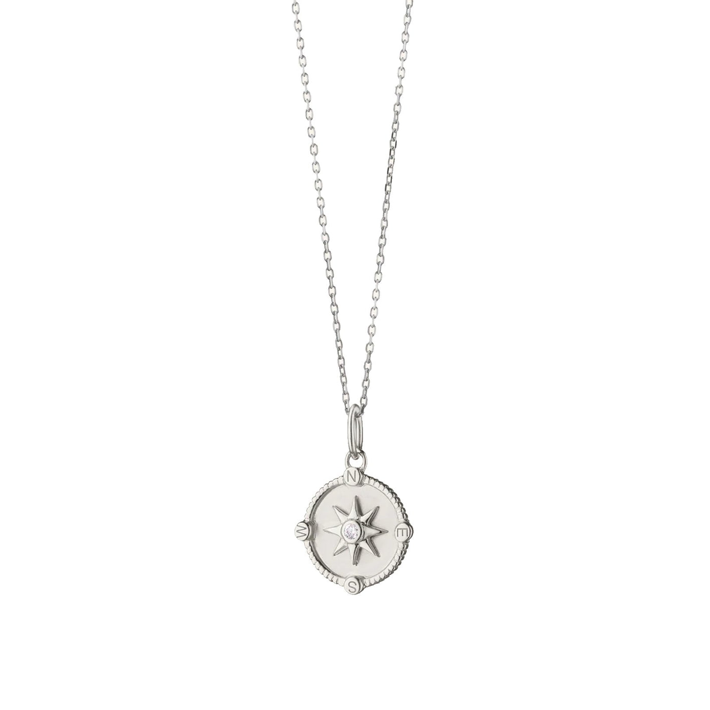 Sapphire Silver Miniature Compass Charm Pendant