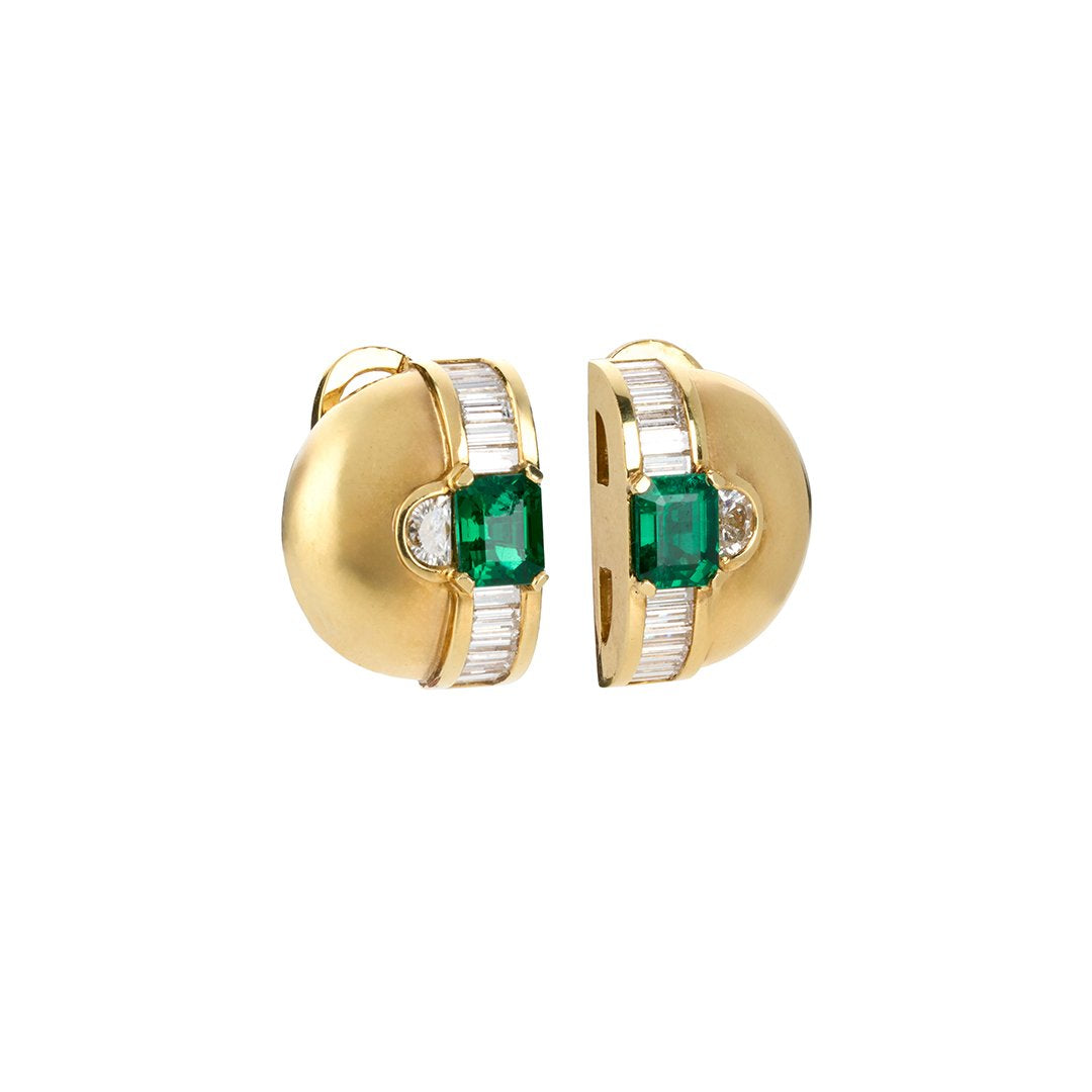 Emerald Half Moon Earrings