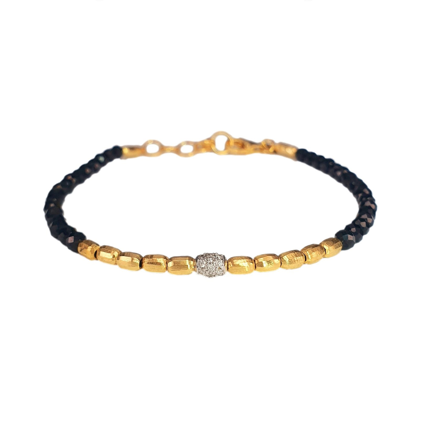0.11 ctw Diamond & Black Spinel Bead Bracelet