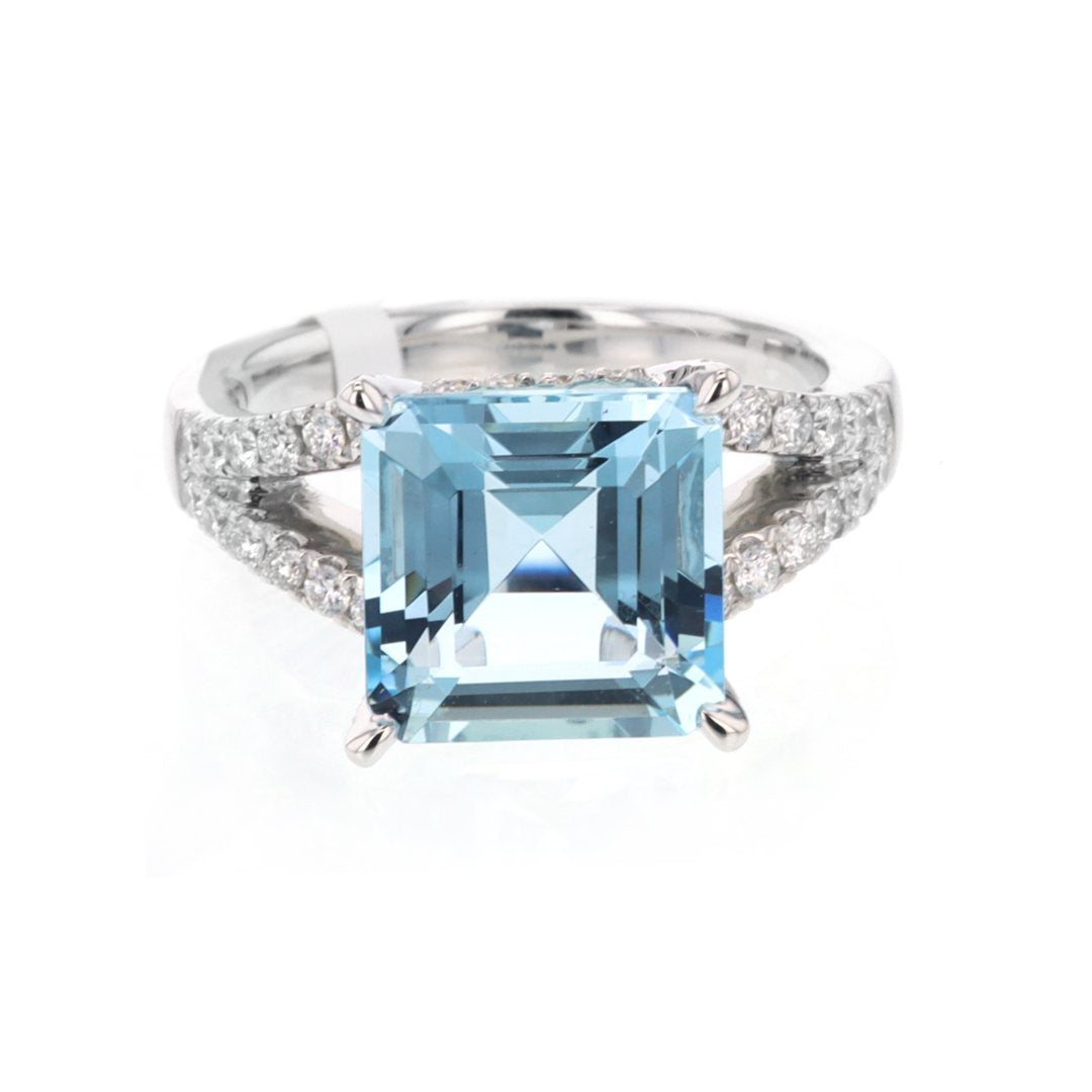 Aquamarine & Diamond Ring