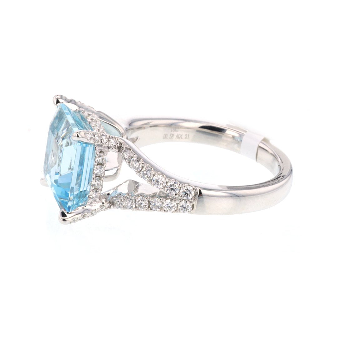 Aquamarine & Diamond Ring