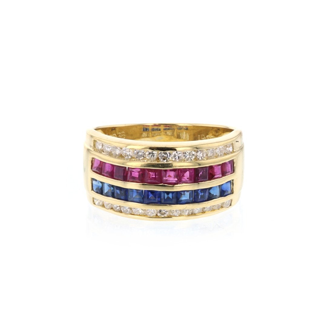 Ruby, Sapphire & Diamond Ring
