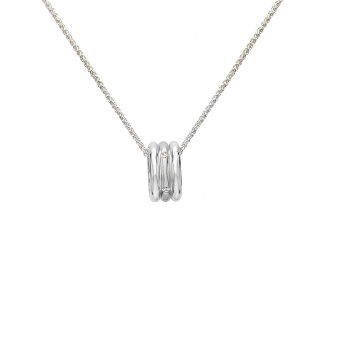 Silver Diamond Trio Pendant Necklace
