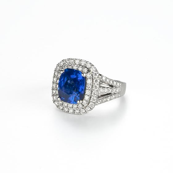 Blue Sapphire & Diamond Ring