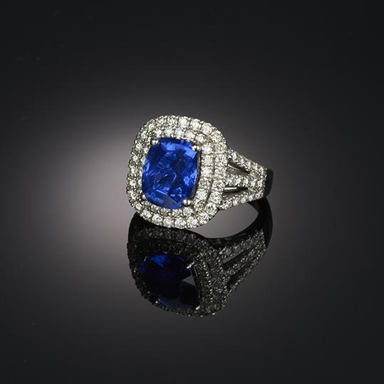 Blue Sapphire & Diamond Ring