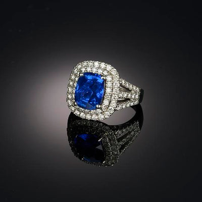 Blue Sapphire & Diamond Ring