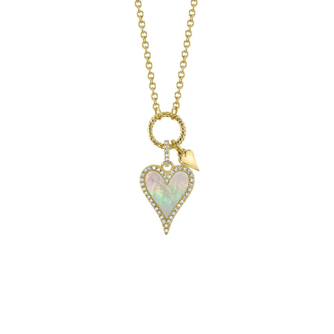 Mother of Pearl & Diamond Heart Necklace