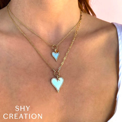 Mother of Pearl & Diamond Heart Necklace