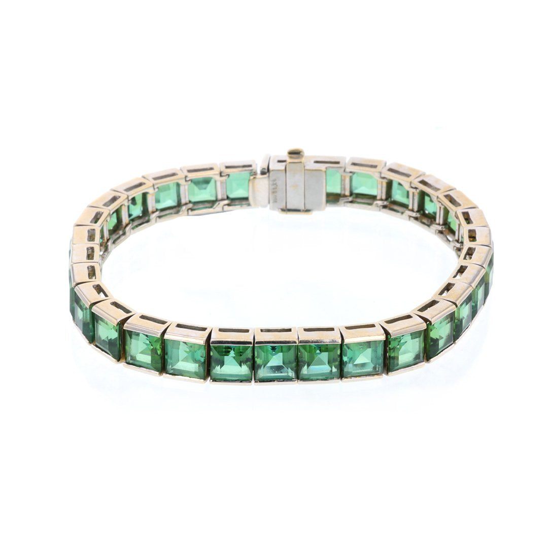 Carre Cut Green Nambia Tourmaline Bracelet