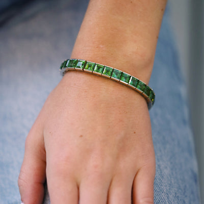 Carre Cut Green Nambia Tourmaline Bracelet