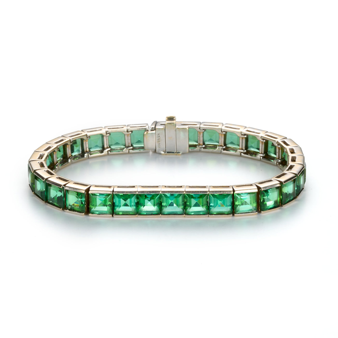Carre Cut Green Nambia Tourmaline Bracelet