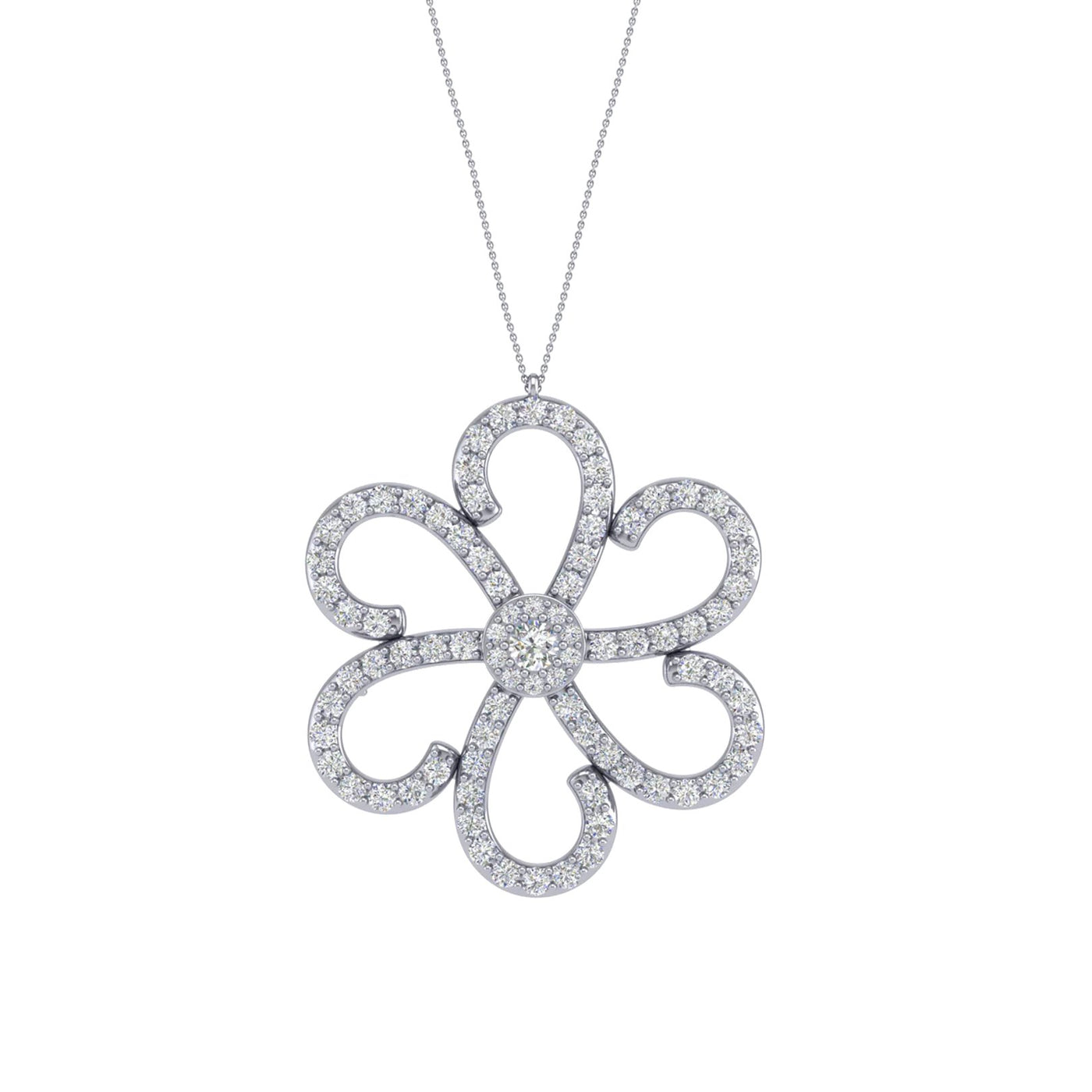 2.00 ctw Diamond Flower Necklace