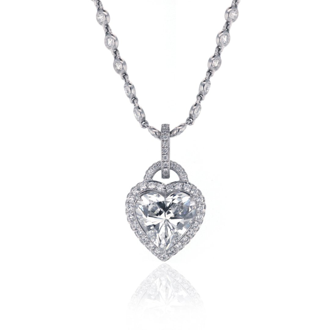 Diamond Heart Halo Pendant Diamond By The Yard Necklace