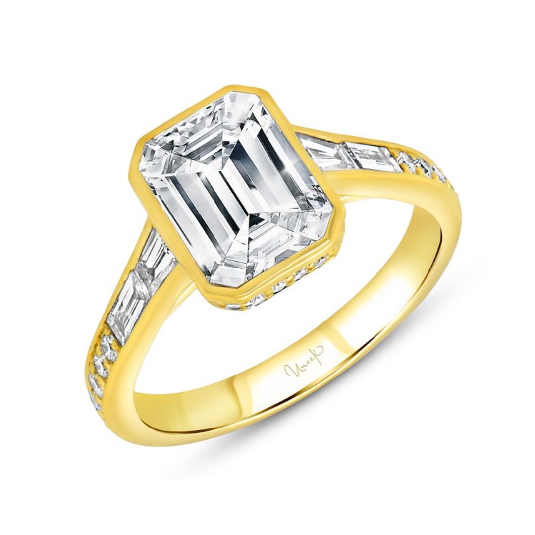 0.72 ctw Diamond Bezel with Hidden Halo Engagement Ring