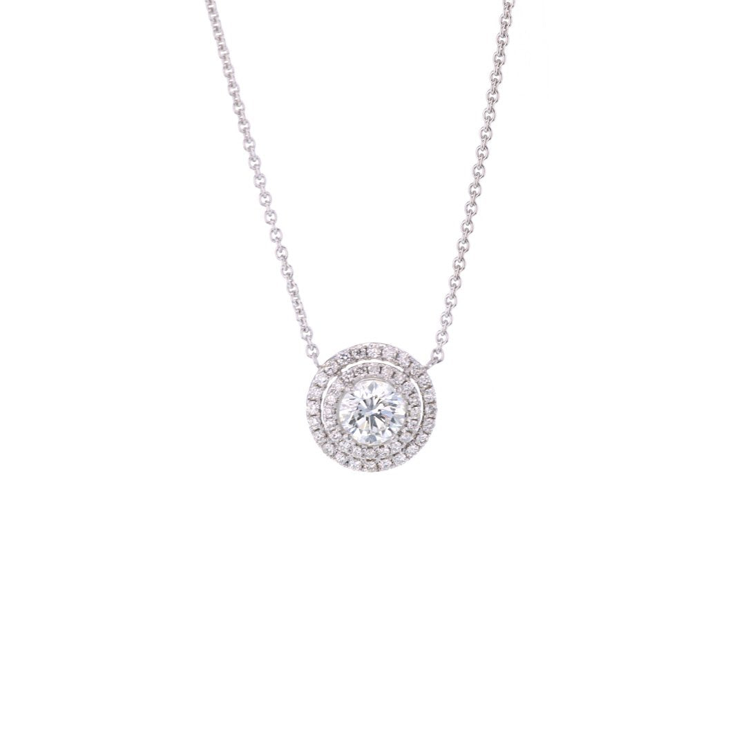 17+3" 1.69 ctw Diamond Double Halo Necklace