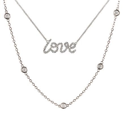 17+2" 0.30 ctw Diamond Love Necklace