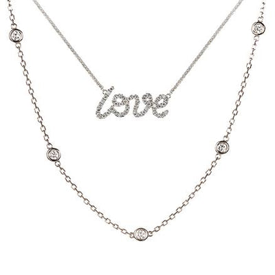 17+2" 0.30 ctw Diamond Love Necklace