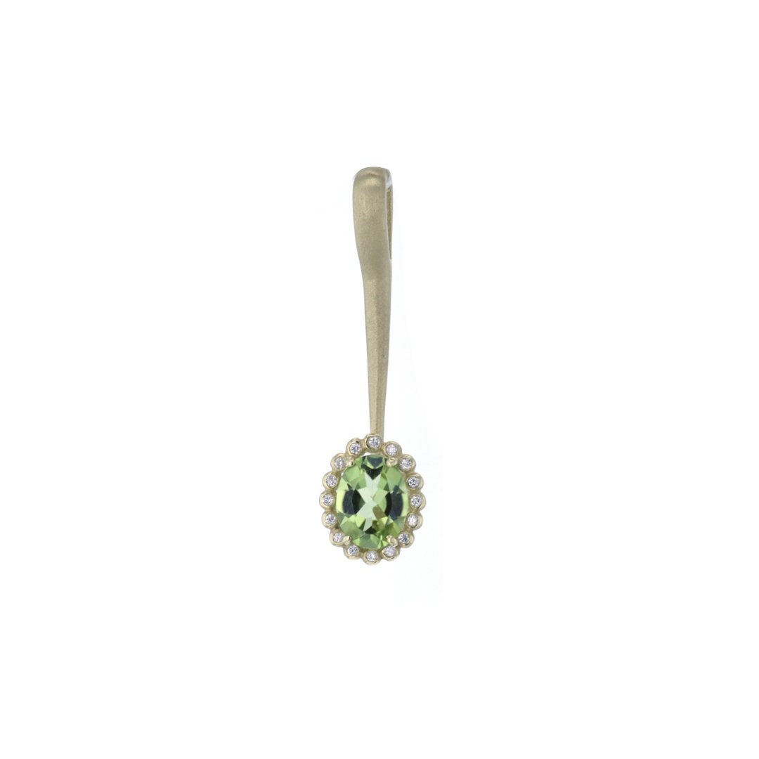 Peridot & Diamond Halo Lolli Pendant