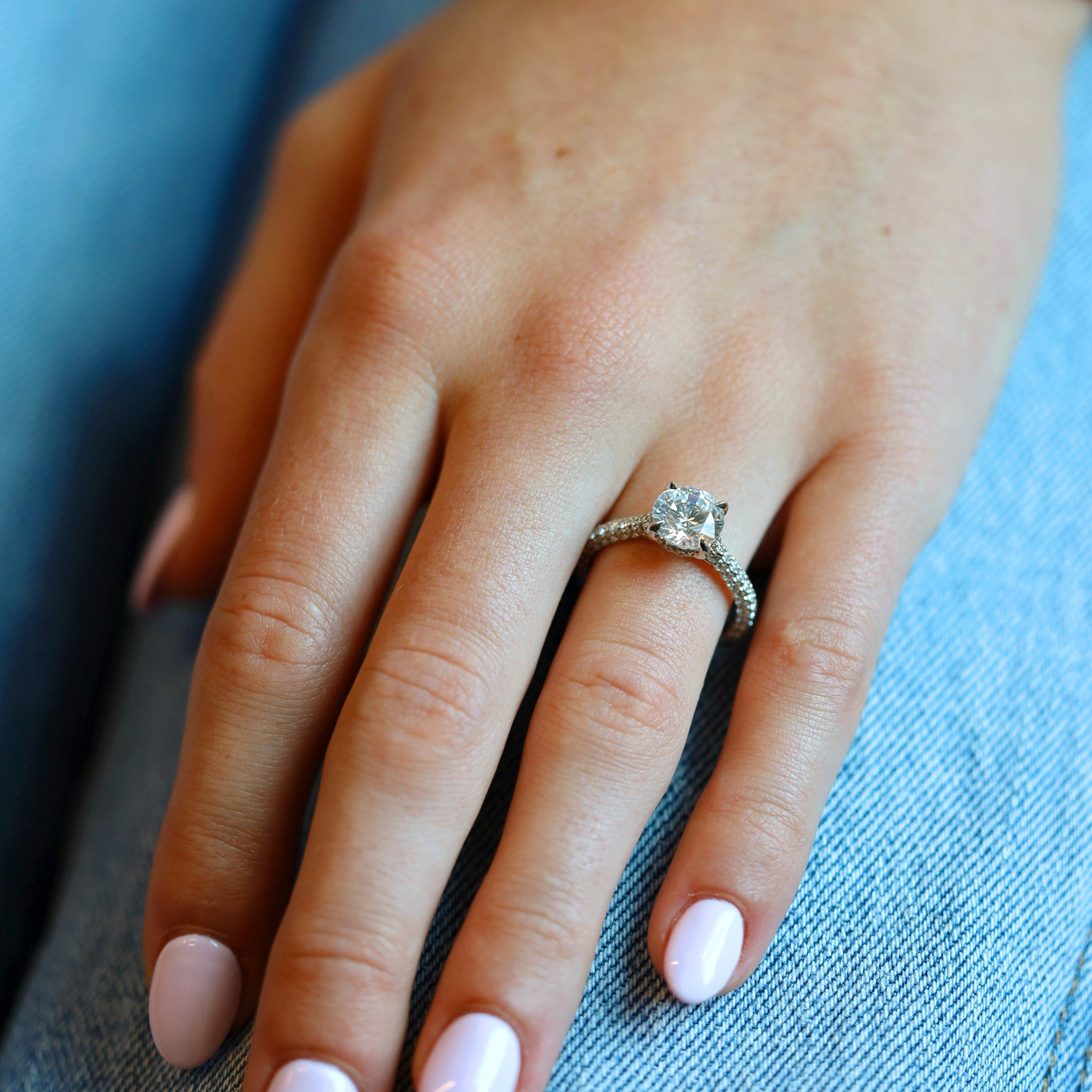 0.82 ctw Diamond Hidden Halo Engagement Ring