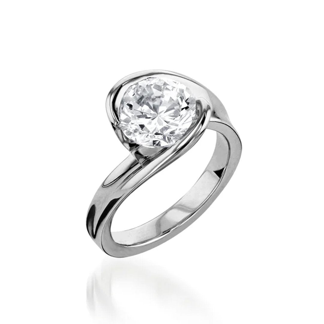 Half Bezel Solitaire Engagement Ring