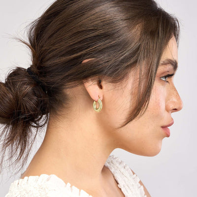 Textured Round Hoop Earrings