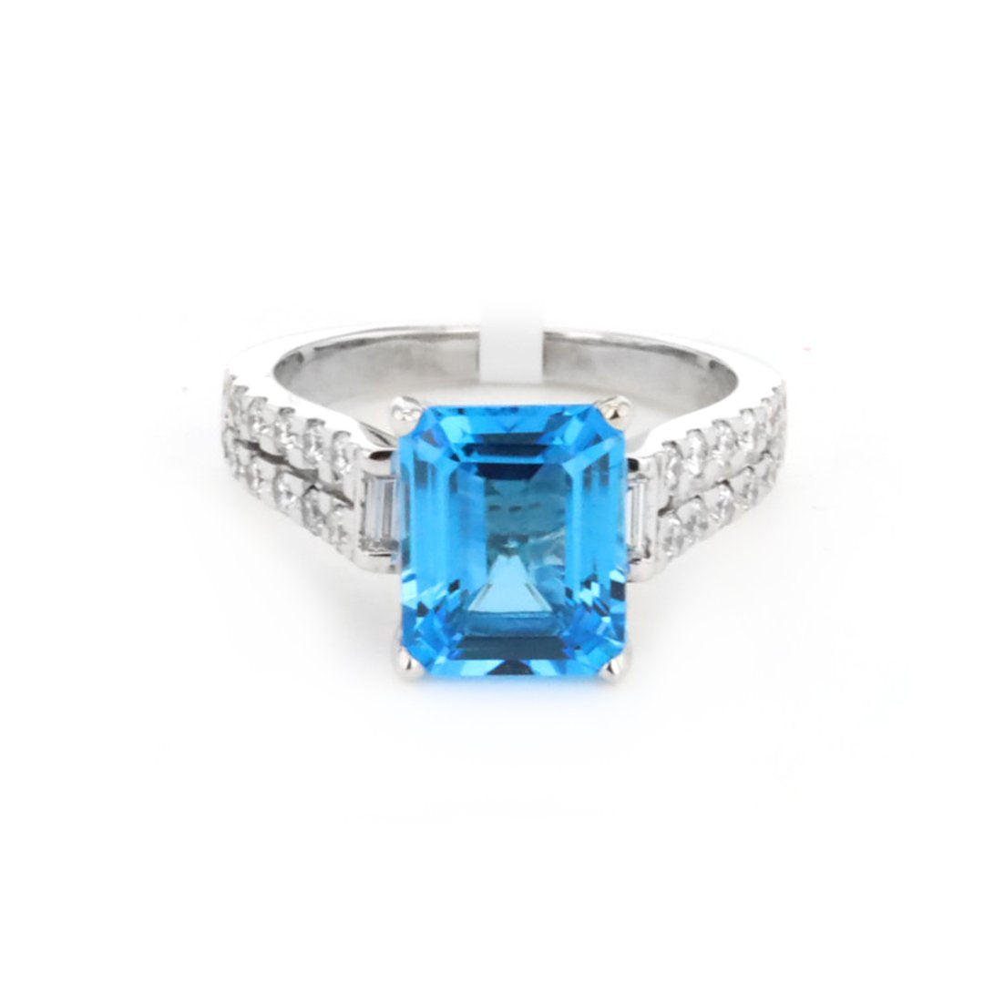 Blue Topaz & Diamond Ring