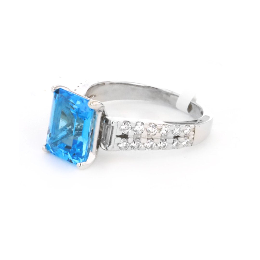 Blue Topaz & Diamond Ring
