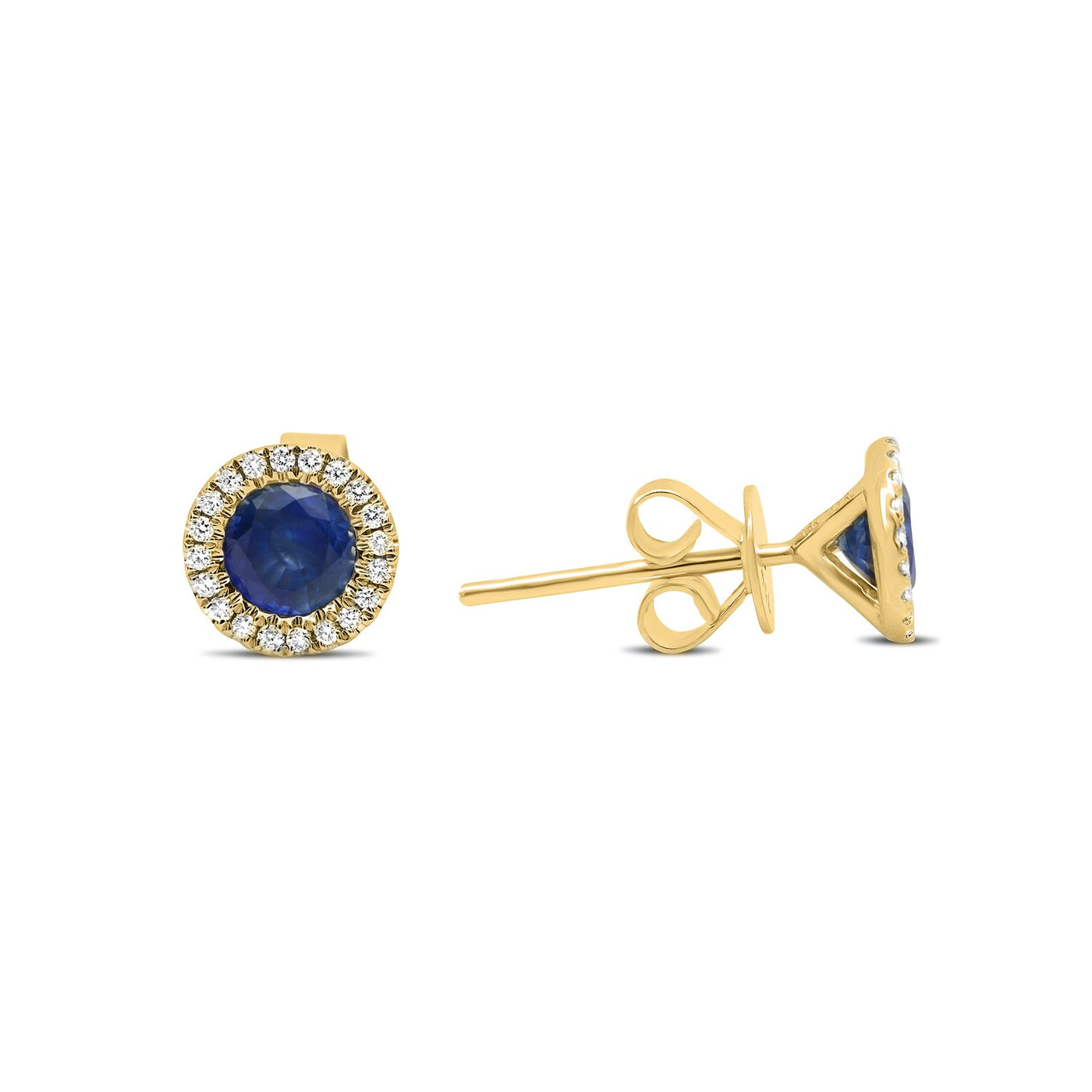 Blue SApphire & Diamond Halo Earrings