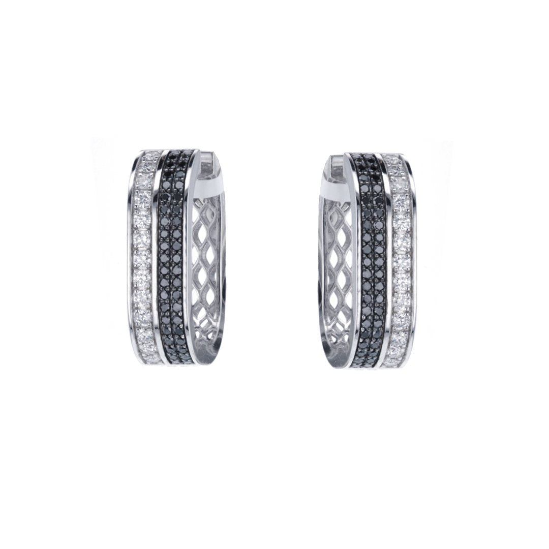Black & White Diamond Huggie Earrings