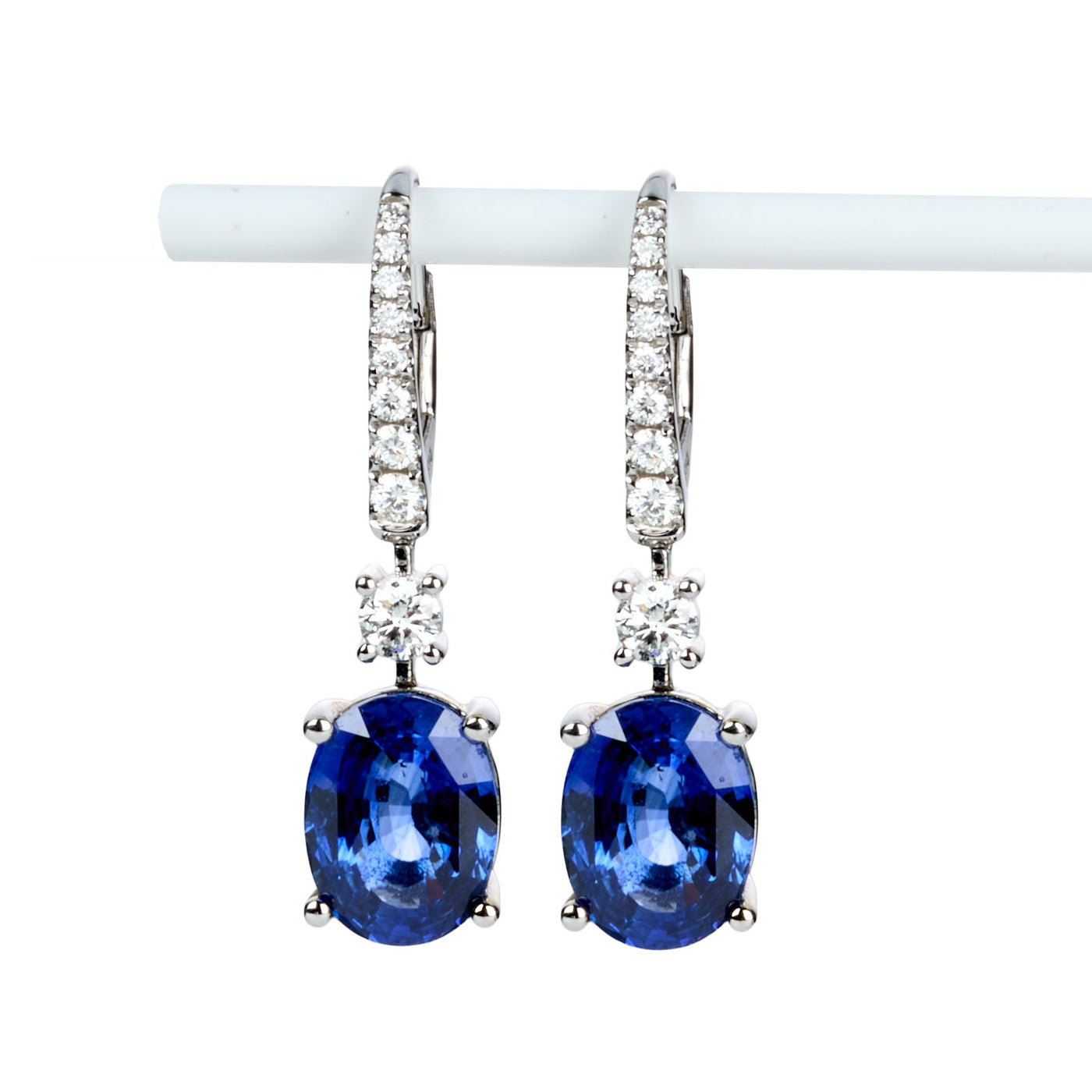 Blue Sapphire & Diamond Drop Earrings