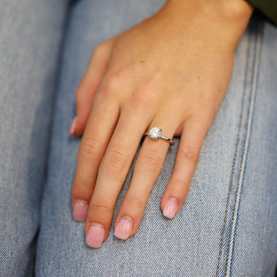0.10 ctw Diamond Hidden Halo Engagement Ring
