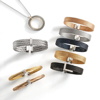 0.18 ctw Diamond 3-Row Bangle Bracelet