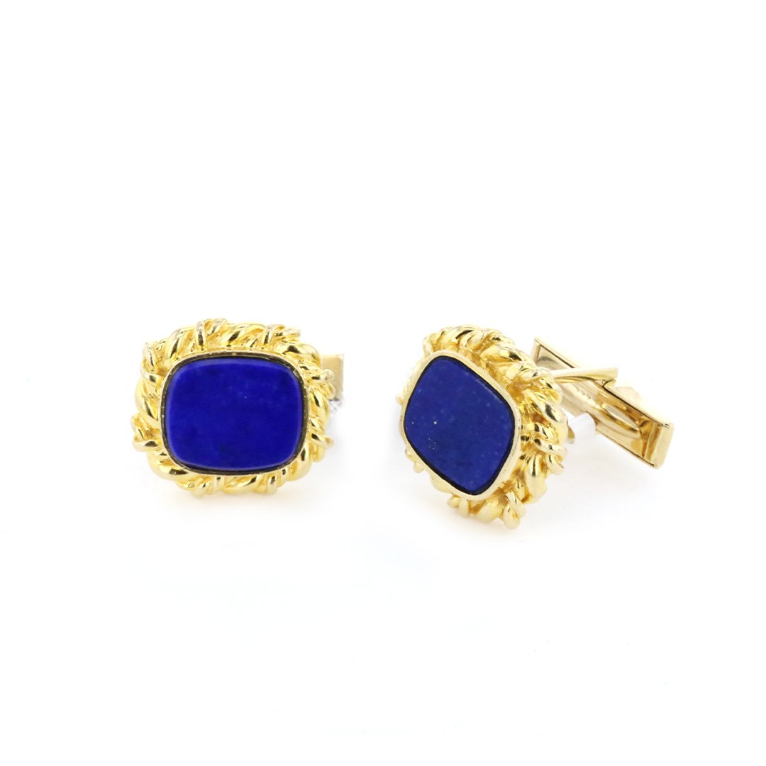Lapis Twisted Bezel Cufflinks