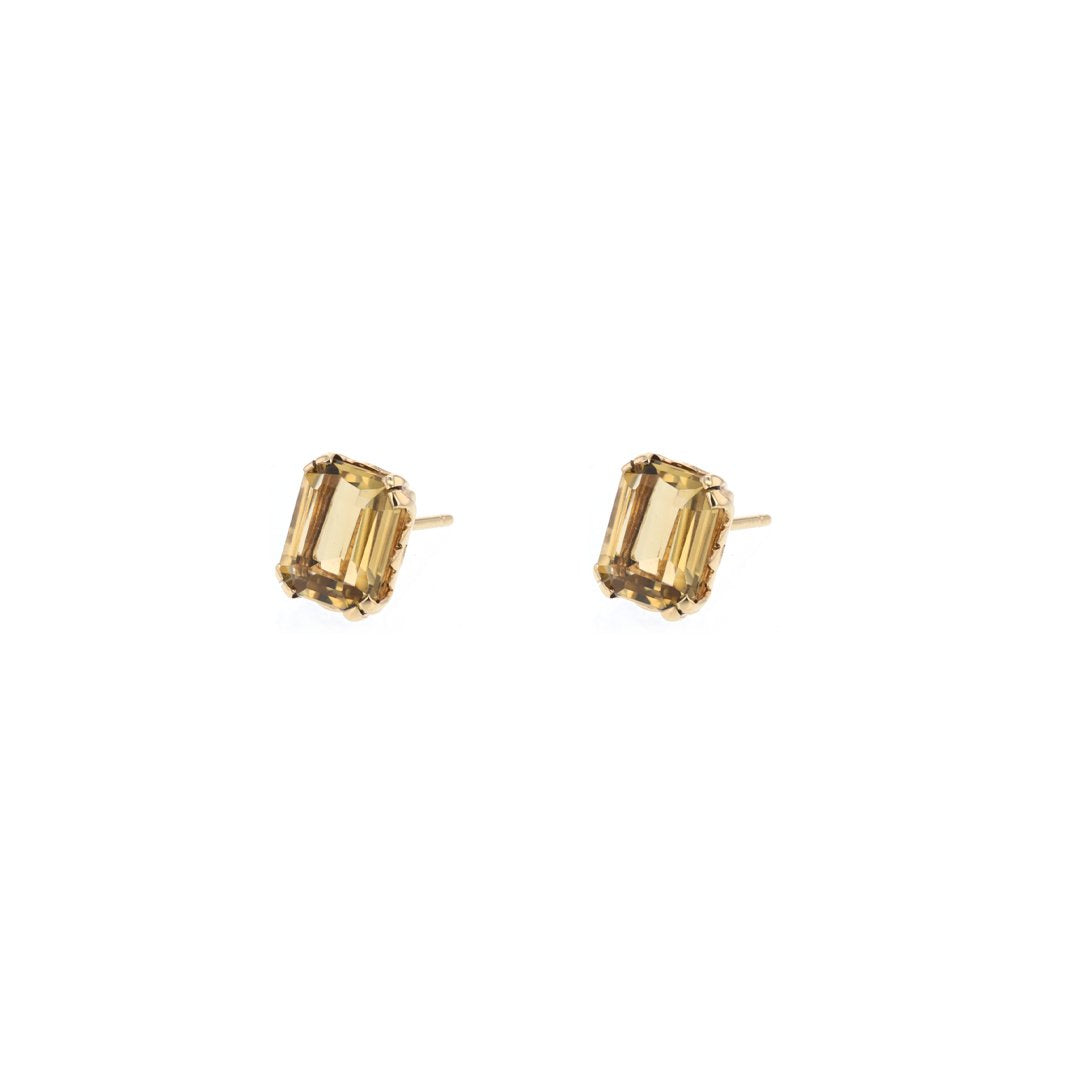 Emerald Cut Citrine Earrings