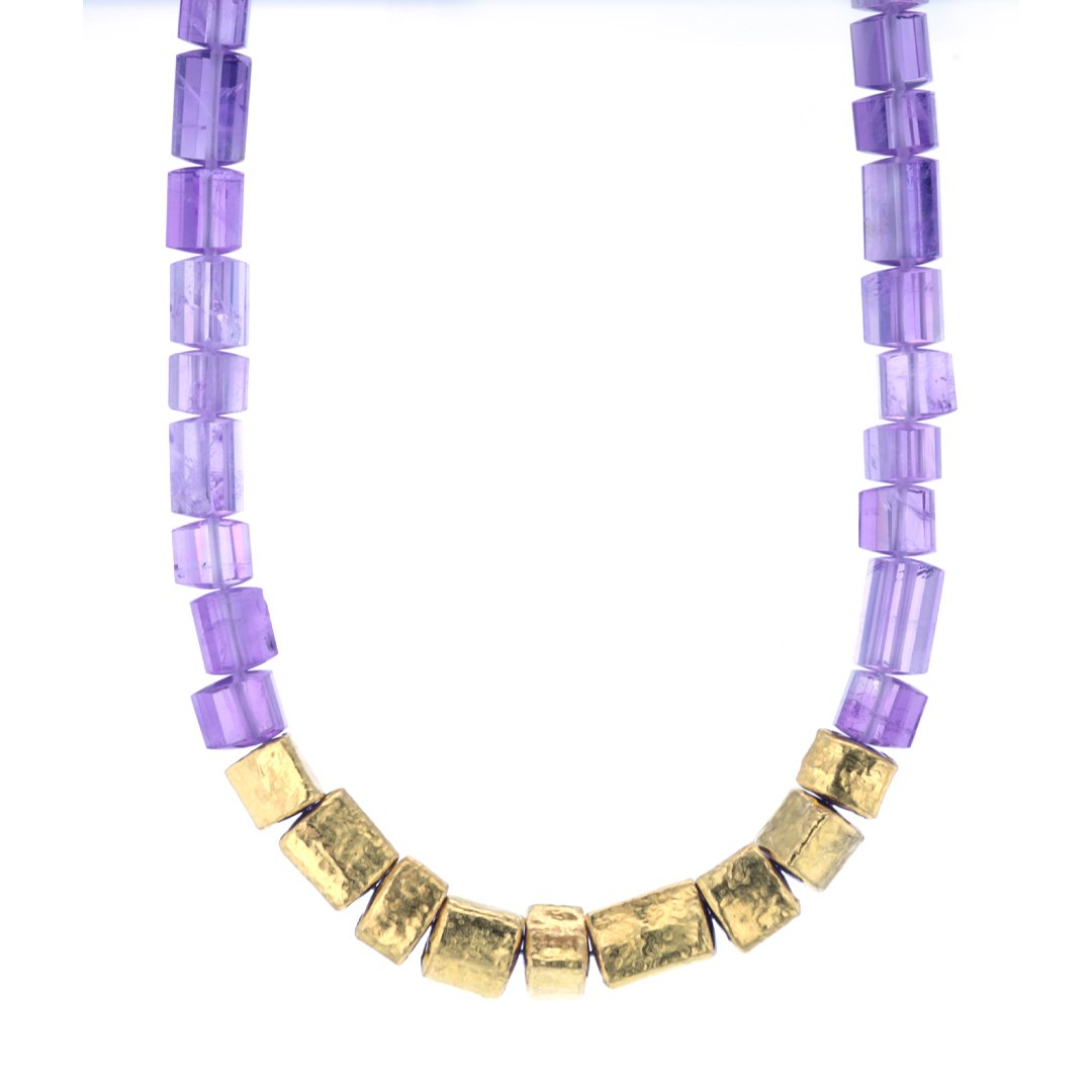 17" Amethyst & Gold Necklace