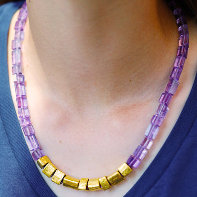 17" Amethyst & Gold Necklace