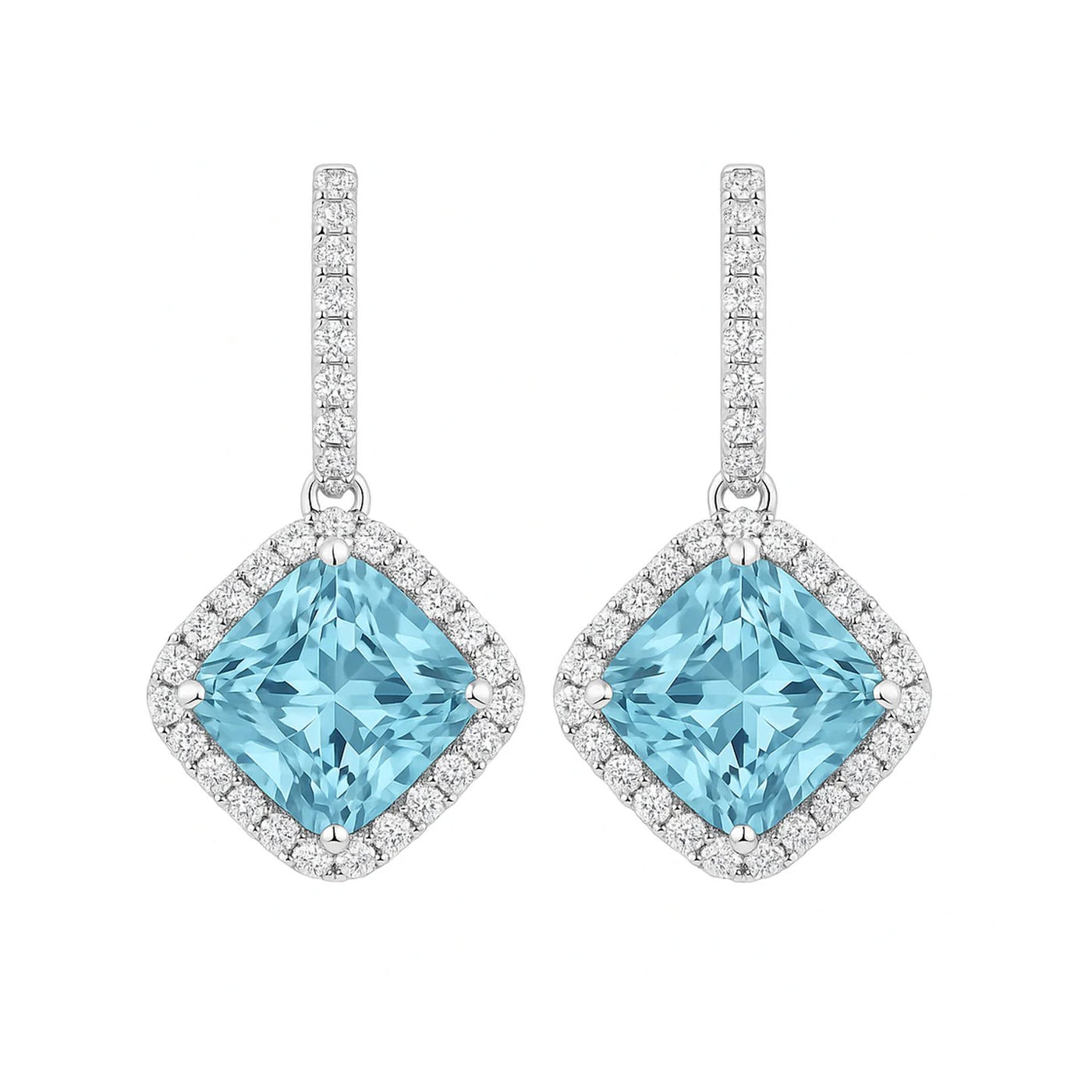 Aquamarine & Diamond Drop Earrings